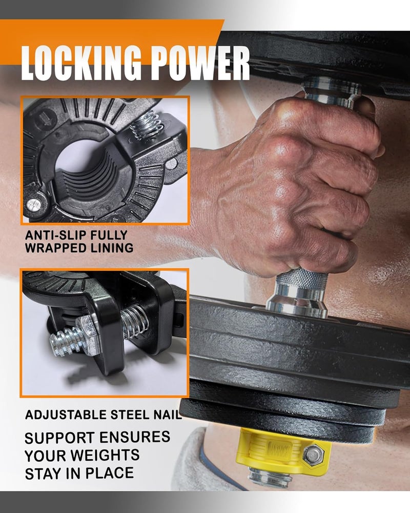 MAXRICH T Barbell Clamp 1 inch Multiple Sizes & Adjustable Weight Clips for Barbell Quick Release Barbell Clips|Barbell Collar Bar Locks for Weight Lifting (Yellow) - Image 3